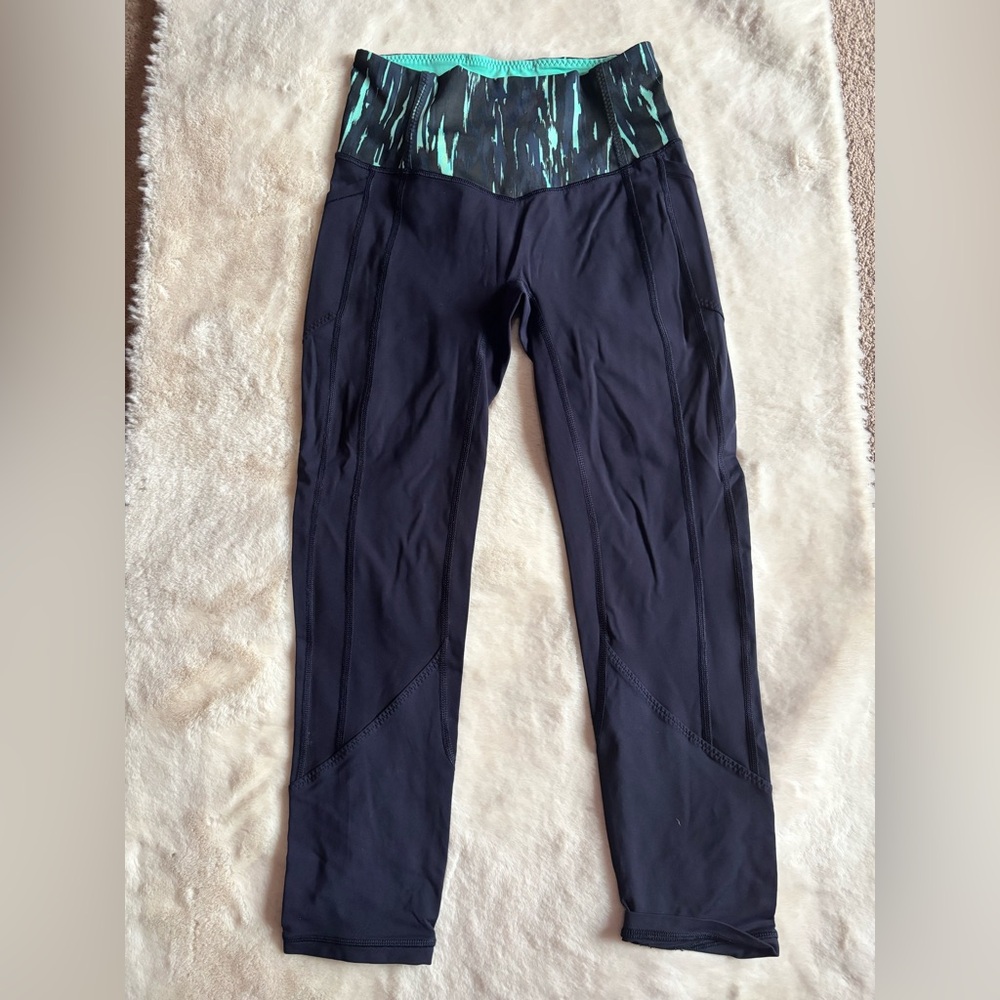 lululemon athletica Black and Green Leggings